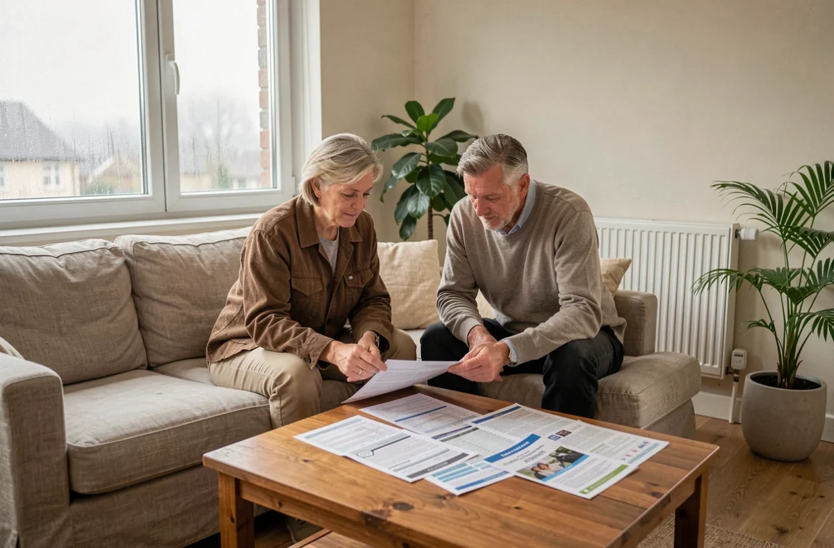Couple étudiant des solutions d'isolation et de chauffage économique à la maison pour réduire leur facture énergétique