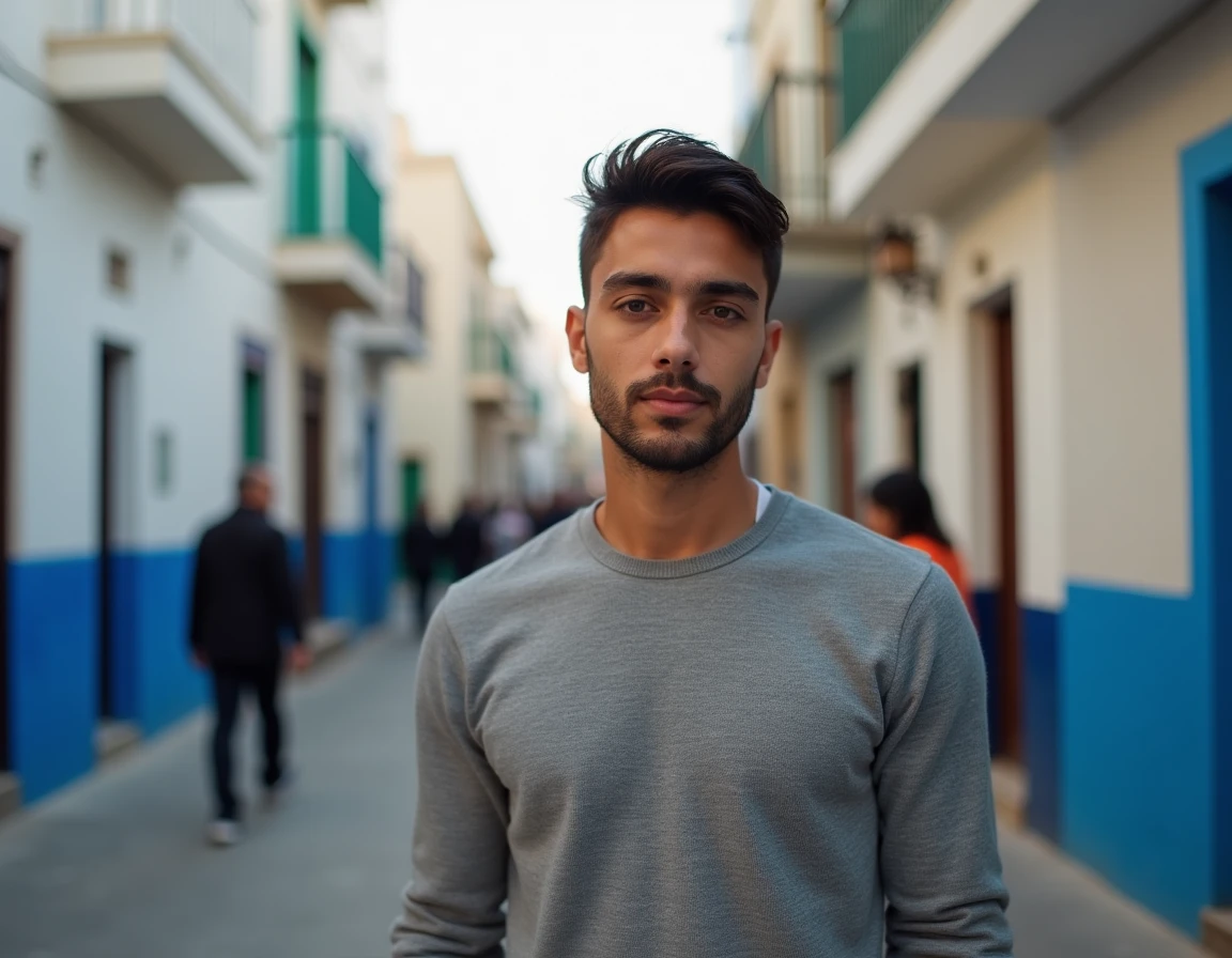 Portrait de Moustafa El Oudi dans une rue historique de Casablanca